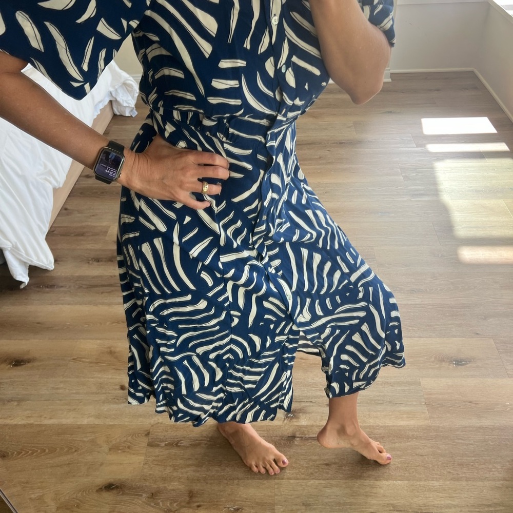H&M Blue and White Midi Dress